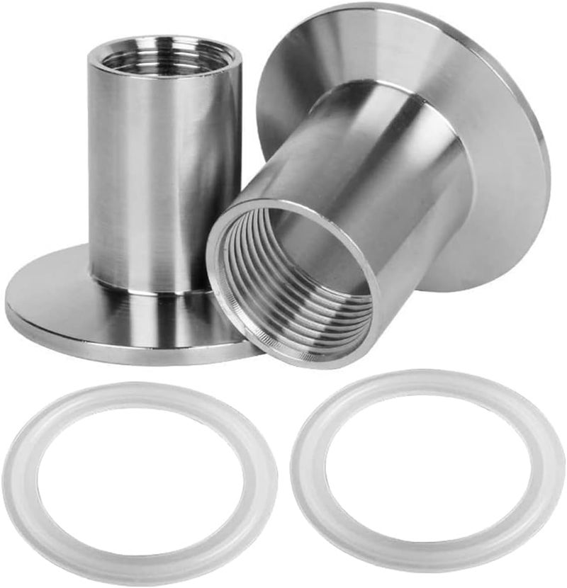 Fitvell Stainless Steel Sanitary Pipe Fitting 1/2" NPT Female Thread to 1.5" Tri Clamp 50.5mm Ferrule OD Sanitary Home Brew Adapter Connector (pack of 2) - Image 1